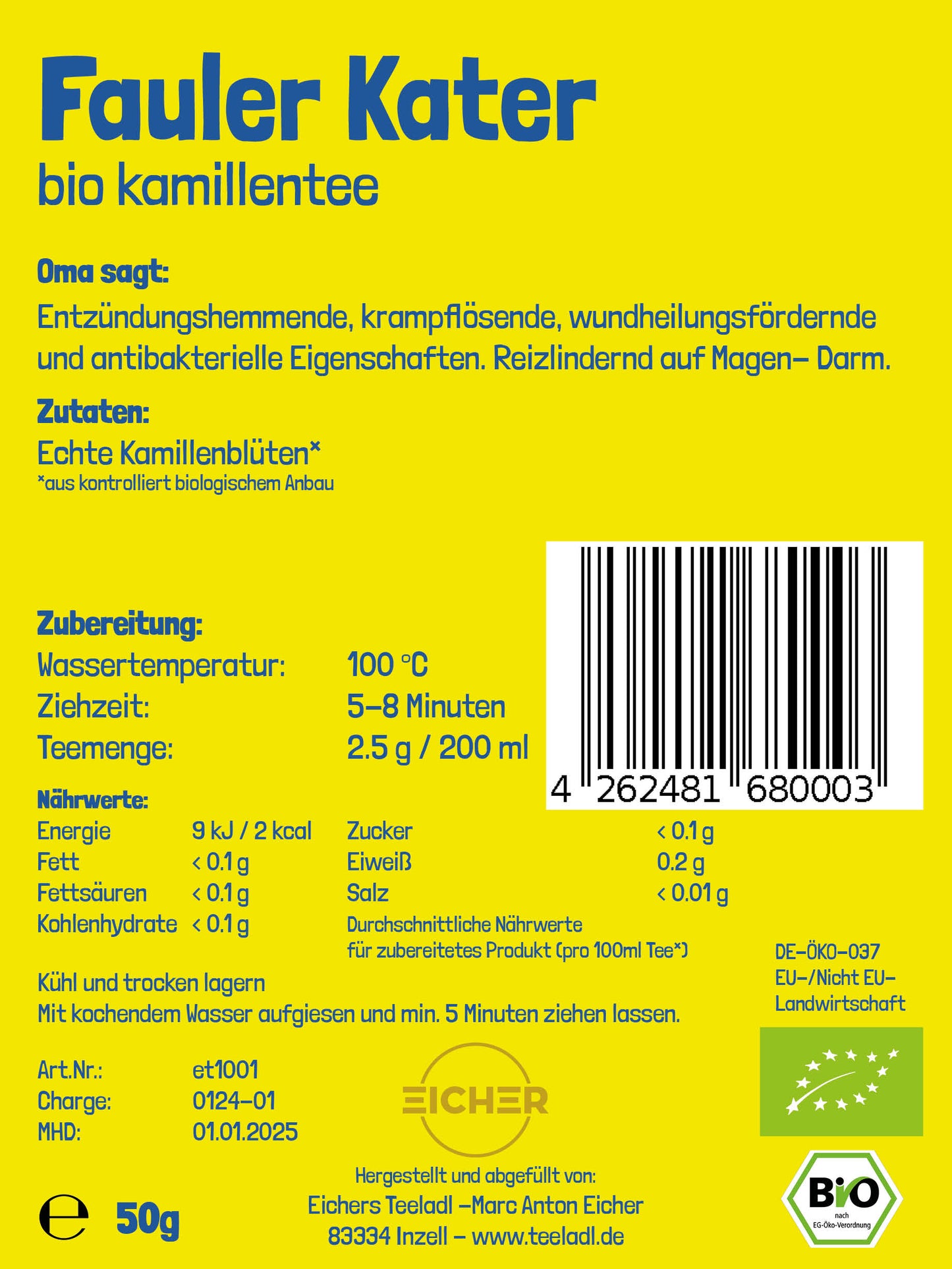 Fauler Kater - Bio Kamillentee