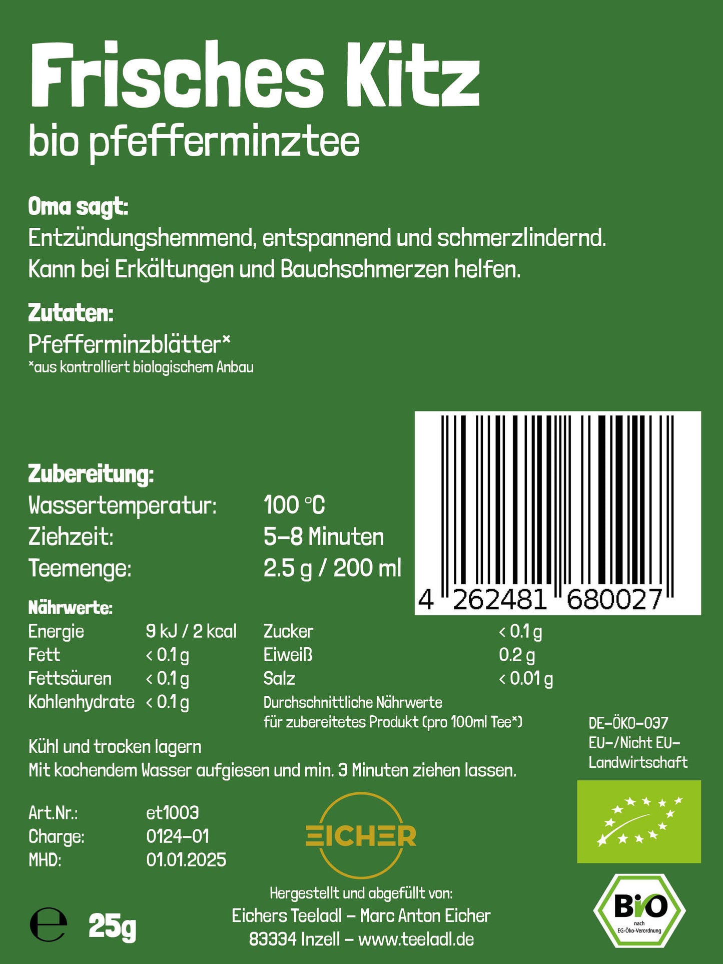 Frisches Kitz - Bio Pfefferminz Tee