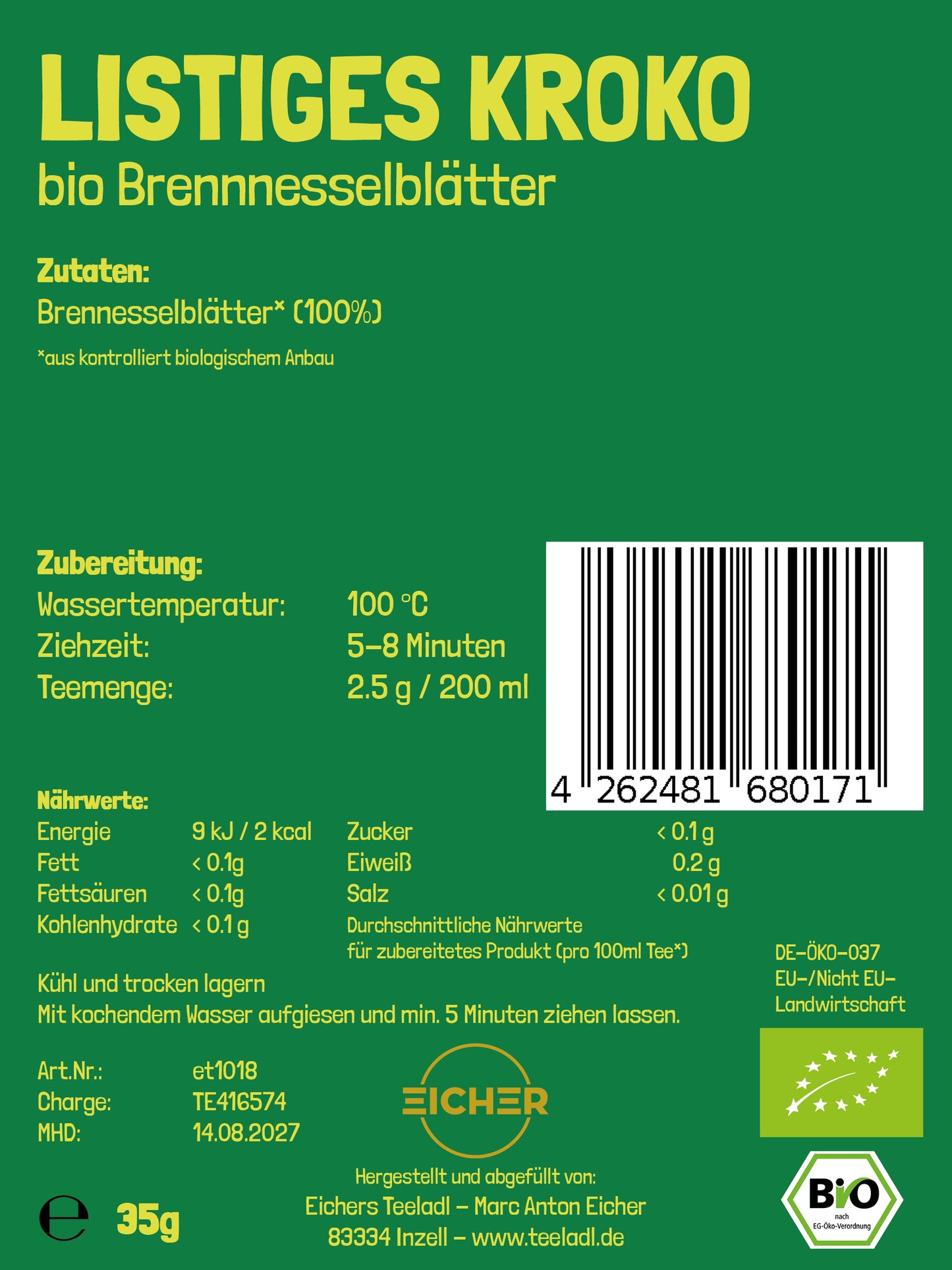 Listiges Kroko - Bio Brennnesselblätter