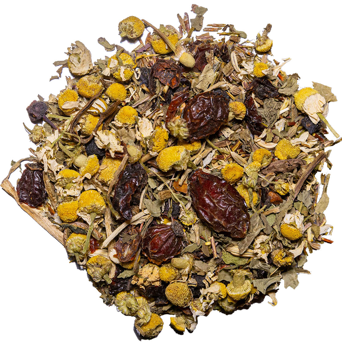 Foto des Tees Ruhiger Tiger:
Grüner Rooibos* (Südafrika), Anis*, Kamillenblüten*, Hagebuttenschalen*, Löwenzahnkraut*, Heidelbeeren*, Fenchel*, Krauseminzblätter*. *aus kontrolliert biologischem Anbau