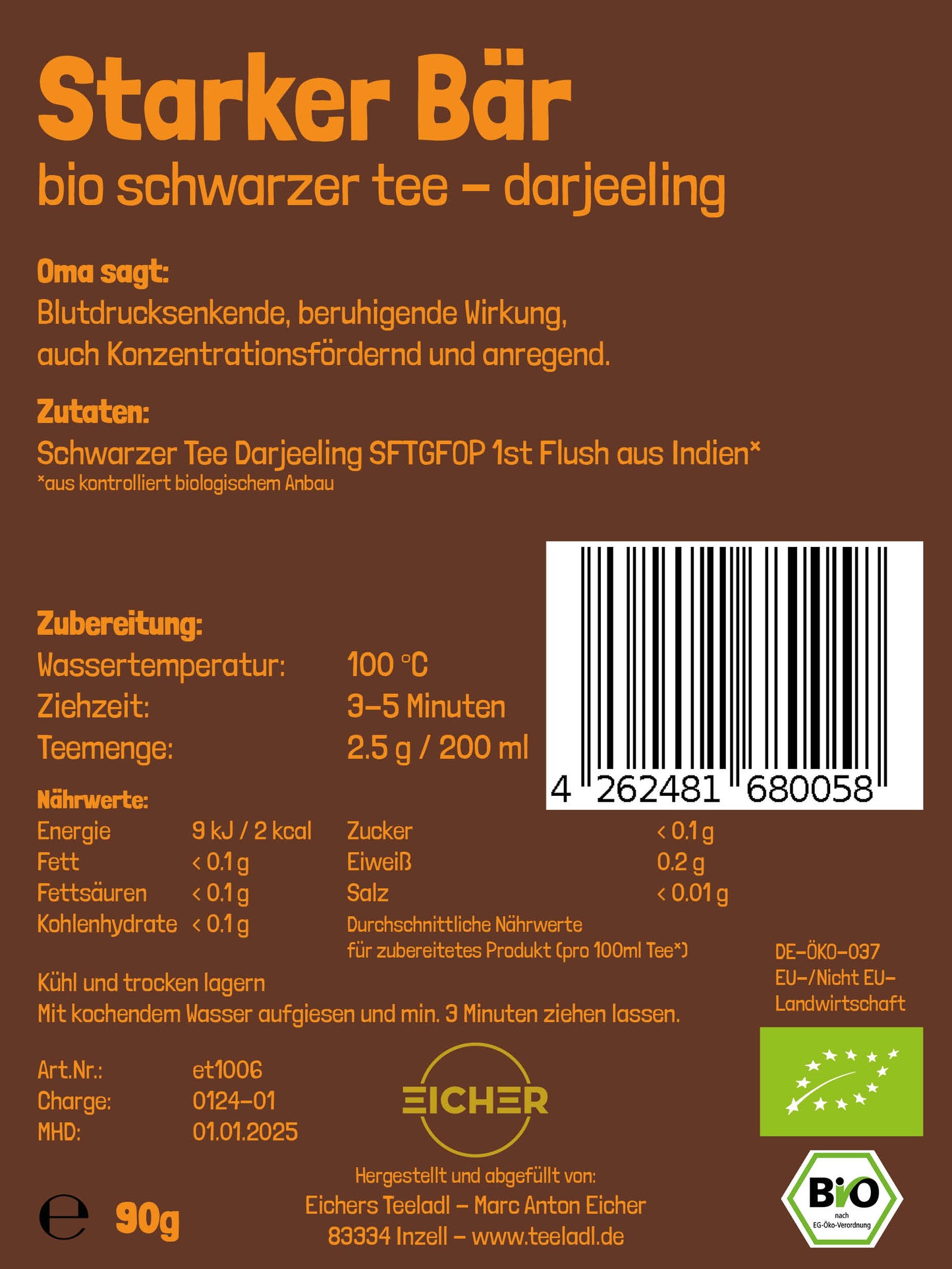 Starker Bär - Bio Schwarzer Tee Darjeeling