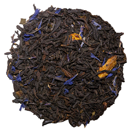 Schwarzteemischung* (China), Schwarzer Tee Assam* (Indien), Schwarzer Tee Darjeeling* (Indien), Bergamottöl*, Bergamottenschalen*, Kornblumenblüten*. *aus kontrolliert biologischem Anbau