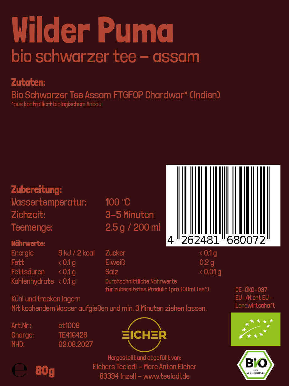 Wilder Puma - Bio Schwarzer Tee Assam